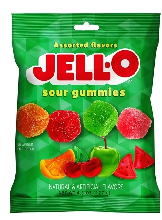 Jello Gummie Sour Cubes Peg Bag 4.5 oz