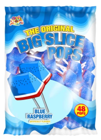 Albert's Big Slice Pops Blue Raspberry 1 lb bag with 48 individually wrapped blue raspberry flavored pops