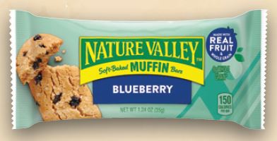 Nature Valley Soft Baked Blueberry Muffin Bars, 12 individually wrapped snack bars with blueberry filling
