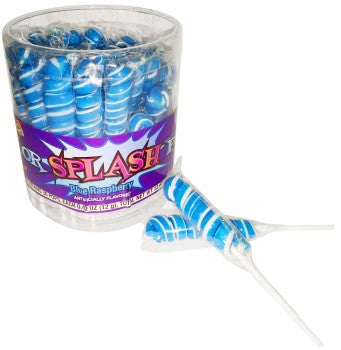 Colorsplash Twisty Pops Blue Raspberry Lollipops jar containing 30 colorful twisted lollipops, 12.69 oz