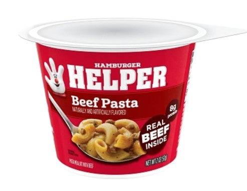 Hamburger Helper Microwave Beef Pasta Cup 2 oz single-serve cup front packaging