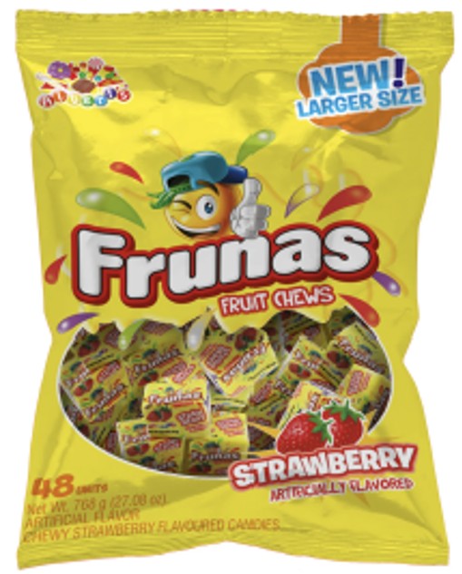 Albert Frunas Strawberry Candy 27.08 oz bag with 48 individually wrapped nostalgic strawberry candies