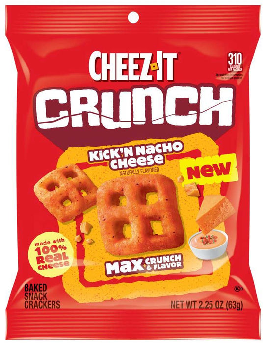 Cheez-It Crunch Kick'n Nacho Cheese 2.25 oz snack bag front packaging