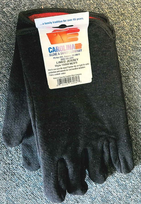 Boss B62113 brown cotton jersey work gloves with red fleece lining and slip-on cuff, large size