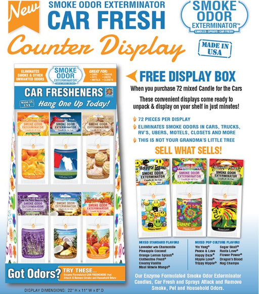 Smoke Odor Exterminator Car Air Freshener 72-Count Counter Display Wholesale