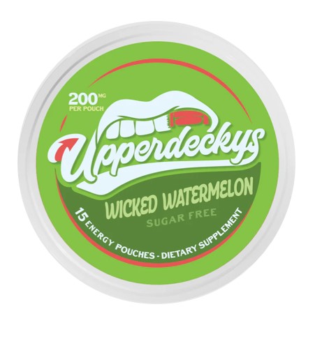 Upper Decky Watermelon Energy Pouch 200mg roll of 5 pouches with bold watermelon flavor