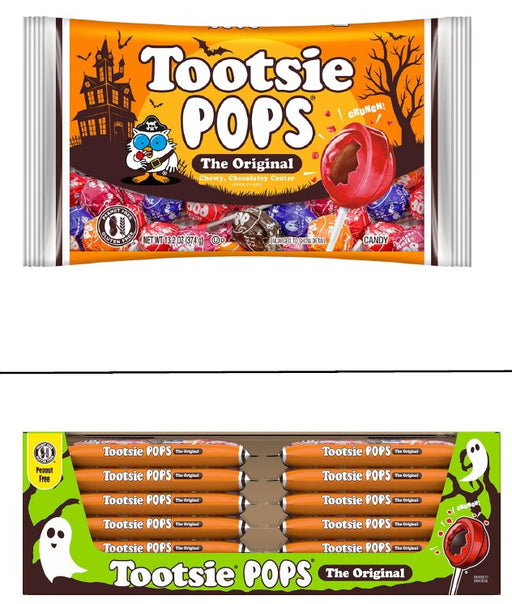 Tootsie Roll Pops Assorted Flavors 13.2 oz bag with colorful lollipops and chewy chocolate centers