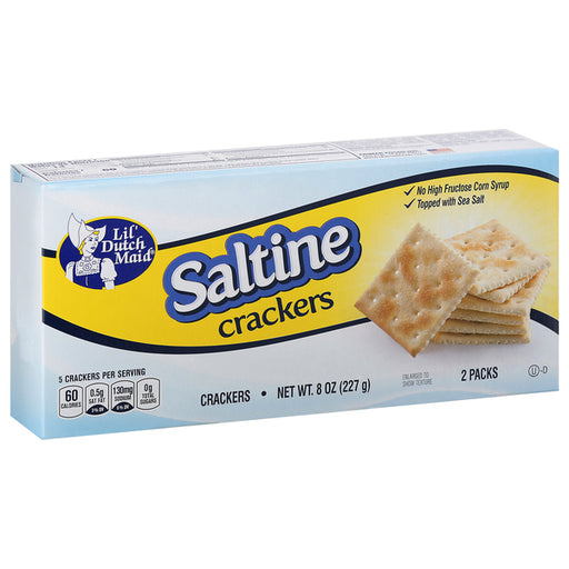 Lil Dutch Saltine Crackers 8 oz box, classic light and crispy salted crackers
