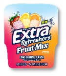 Extra Refreshers Fruit Mix Gum bottle containing 40 individually wrapped pieces in assorted fruit flavors