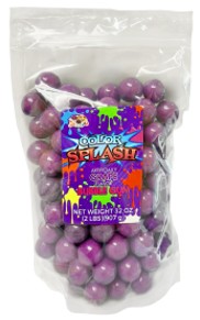 Albert's ColorSplash Grape Gumballs in a 2 lb container with brightly colored, multicolored gumball pieces