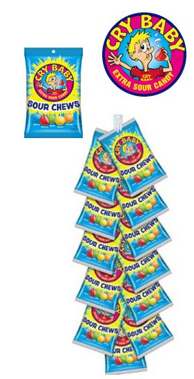 Charms Clipstrip Crybaby Sour Chews Peg Bags 24ct