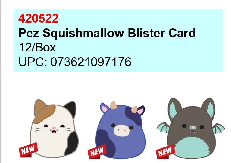 PEZ Squishmallow Blister Card 3-Pack Wholesale Case