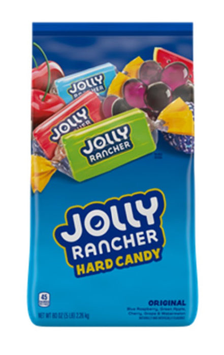Jolly Rancher Bulk Hard Candy 5 lb assorted fruit flavors including Watermelon, Cherry, Green Apple, Blue Raspberry, and Grape