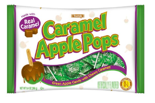 Tootsie Caramel Apple Pops 9.4 oz bag of individually wrapped caramel apple lollipops