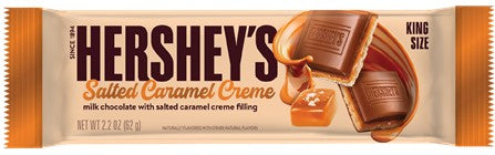 Hershey's Salted Caramel Creme King Size Chocolate Bar, 2.2 oz individually wrapped bar