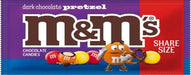 M&M's Dark Chocolate Pretzel King Size 2.83 oz bag with colorful candy-coated pretzel pieces