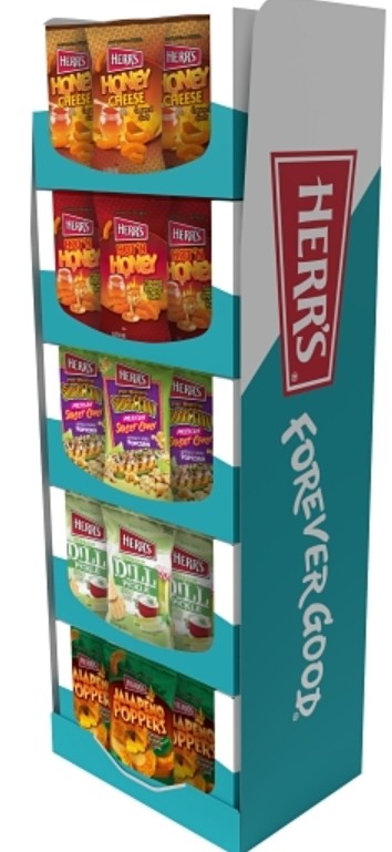 Herrs Display Shipper Mixed Curl, ,chip Popcorn Floor 60ct