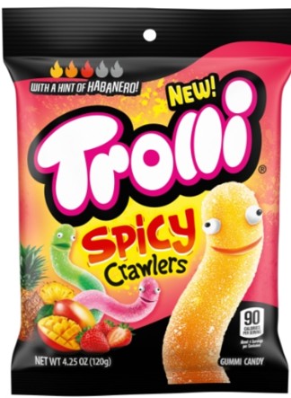 Trolli Spicy Crawlers sweet and spicy gummy candy peg bag, 4.25 oz