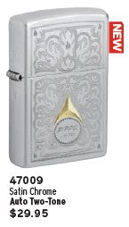 Zippo Satin Chrome windproof lighter with brushed chrome finish, shown closed and ready for everyday carry or outdoor use