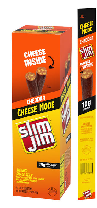 Slim Jim Monster Cheddar Cheese Mode Meat Stick 1.94 oz individually wrapped jumbo beef stick