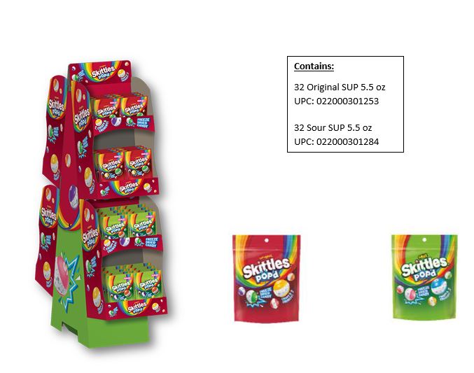 Skittles Popd Floor 5.5 Peg Bags Shippers 30169 oz 64ct