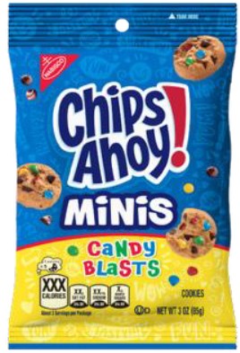 Chips Ahoy Candy Blast Big Bag 3 oz cookies with colorful candy-coated pieces