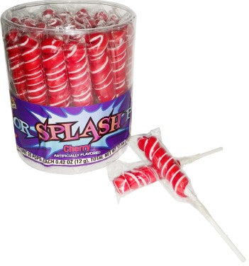 Albert's Color Splash Twisty Pops Red Cherry lollipops, 30-count tub of bright red spiral candy pops