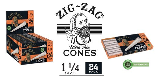 Zig Zag Pre Rolled Cones 1-1/4 Packs 24 Pack