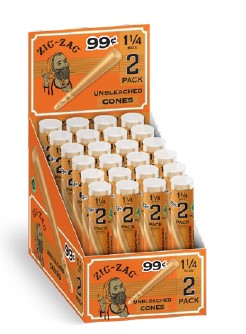 Zig Zag Pre Rolled Cones Unbleached 1 1/4 oz (Pack of 24)