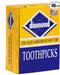 Round wooden toothpicks 250 count box, smooth and splinter-resistant for kitchen and foodservice use