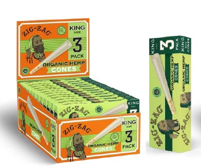 Zig Zag Pre Rolled Cones King Size Hemp Packs 24 Pack