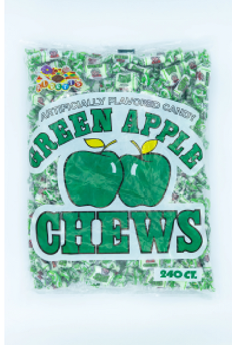 Albert's Fruit Chews Apple flavor, 21.1 oz bag containing 240 individually wrapped chewy apple candies