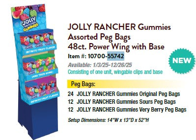 Jolly Rancher Gummies 2n1 Peg Bags Powerwing 48ct