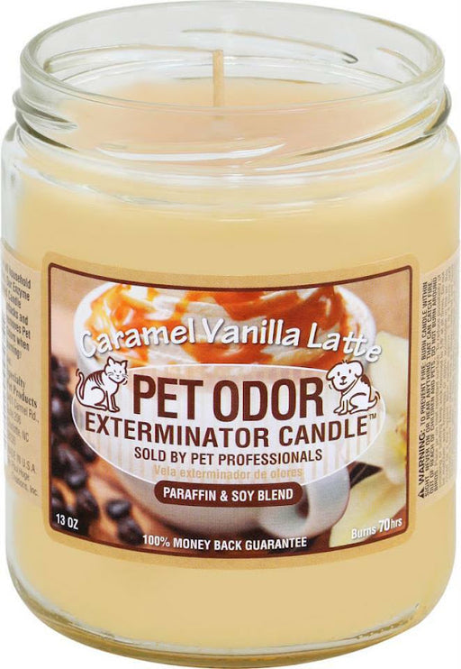 Caramel Vanilla Latte scented jar candle with warm amber glow, perfect for home décor and gifting