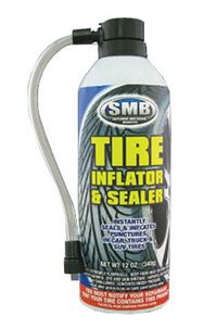 Fix-A-Flat 12 oz tire inflator canister with attached hose for emergency flat tire repair