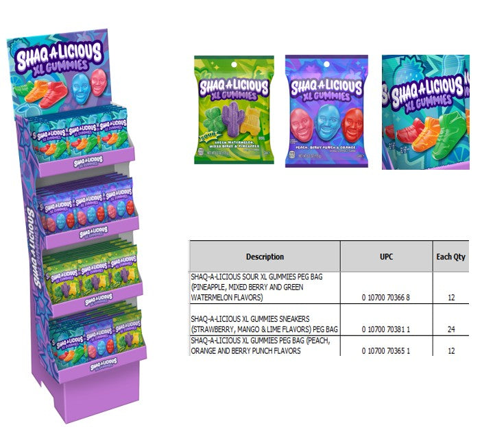 Shaq A Licious Display Shipper Gummies 6.2 Floor 48ct