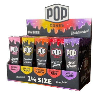 Pop Cones Unbleached 1-1/4" Rolling Paper Variety Packs 150-Count Wholesale