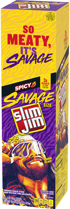 Slim Jim Savage Spicy Meat Stick 3 oz bold smoky spicy beef snack stick