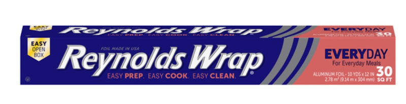 Reynolds Wrap Aluminum Foil 12-inch by 30-foot roll in classic red and silver dispensing box