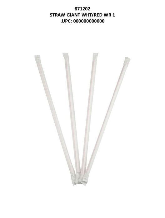 Giant 10-Inch White and Red Wrapped Straws 300-Count Wholesale
