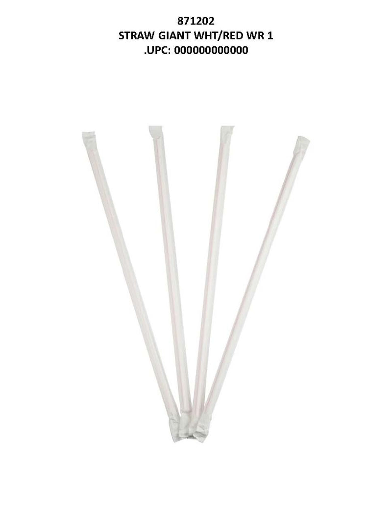 Giant White/ Red 10 Inch Wraped Straws 300ct