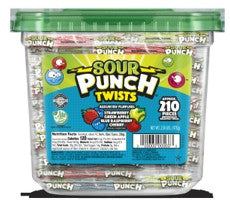 Sour Punch Twists sour candy 3-inch twisted strands in a 210ct display jar