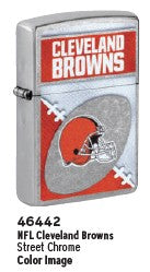 Zippo Cleveland Browns NFL Chrome Lighter with official team branding and polished chrome finish