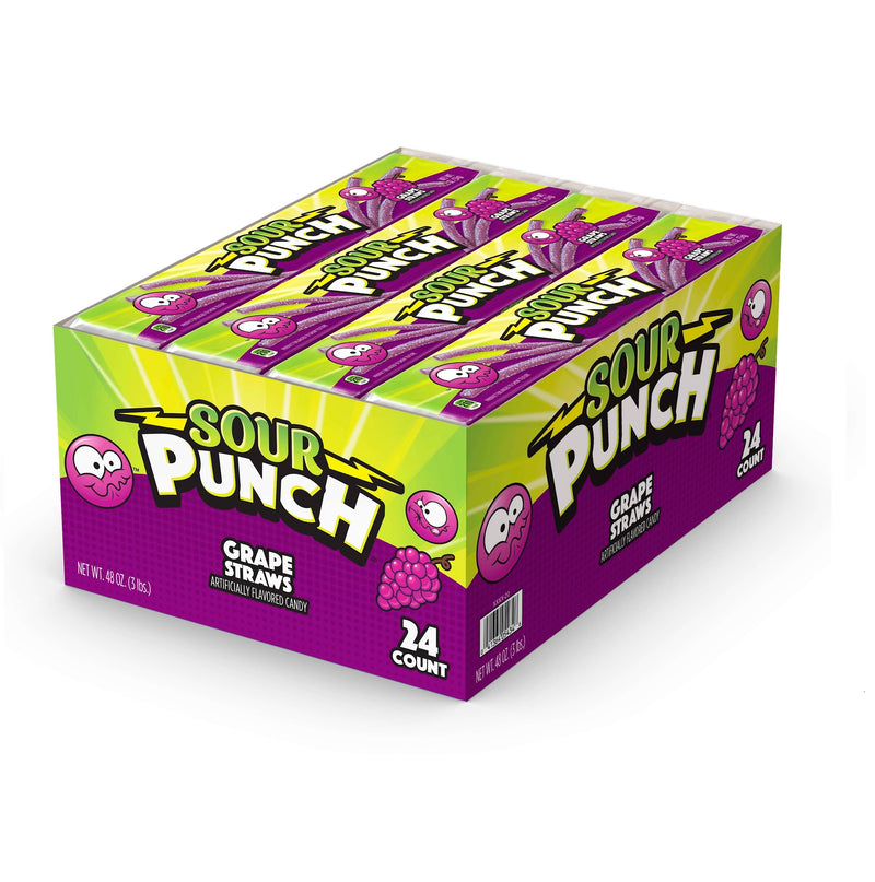 Sour Punch Straws Grape Boxes 2 oz 24ct