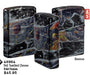 Zippo Collage Design Tumbled Chrome Lighter with bold artistic collage graphic and brushed chrome finish