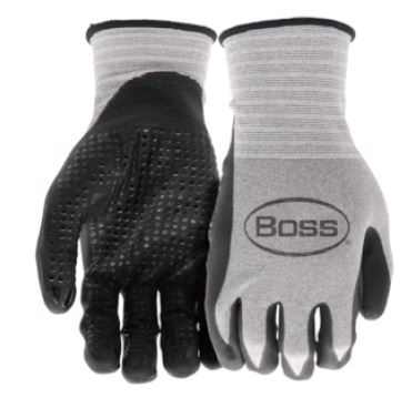 Boss Glove Tactile Grip Black Dot Nitrile protective gloves with textured palm grip pattern