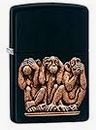 Zippo See No Evil Black Lighter with bold artwork and matte black finish