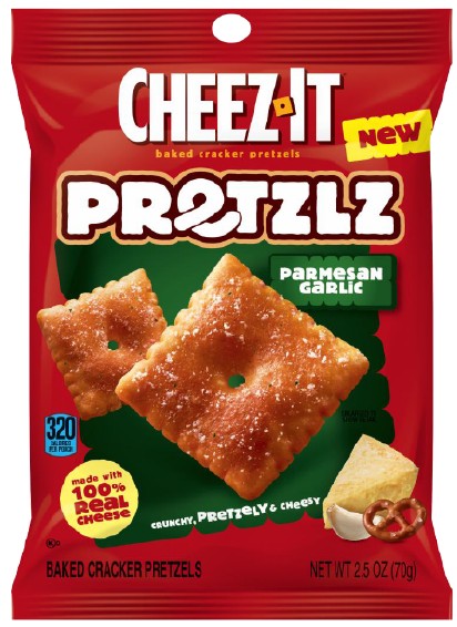 Cheez-It Snap'd Pretzels Garlic Parmesan 2.5 oz snack bag with bold garlic parmesan seasoning