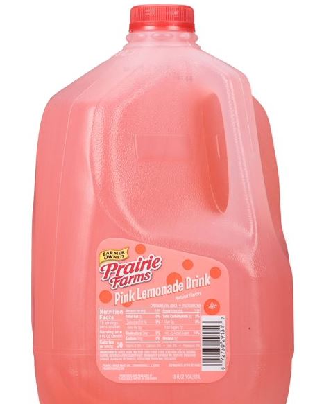Prairie Farms Pink Lemonade drink 4-count pack front packaging