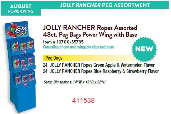 Jolly Rancher Display Shipper Ropes Peg Bags Floor 6 oz 48ct